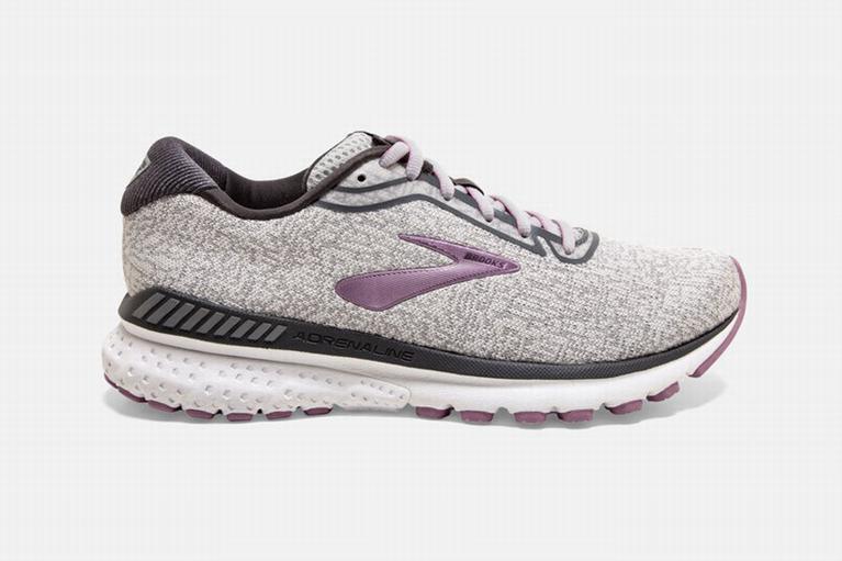 Brooks Adrenaline Gts 20 - Womens Road Running Shoes - White/Grey/Purple (76491BNAU)